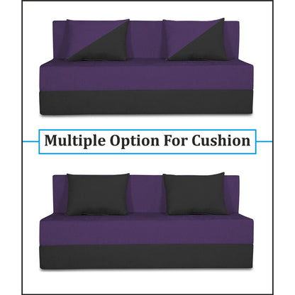 Adorn India Easy Desmond 3 Seater Sofa Cum Bed 5 x 6 (Purple & Black) (1 Year Warranty)