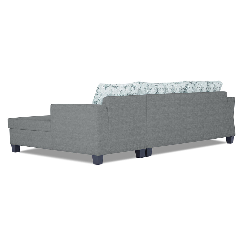 Adorn India Valencia Plus L Shape 6 Seater Sofa Set Leaf (Right Hand Side) (Grey)