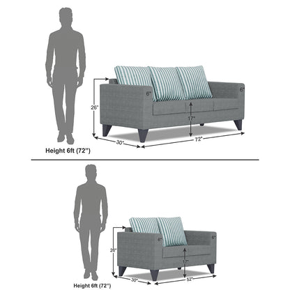 Adorn India Straight Line Plus Stripes 3+2 5 Seater Sofa Set (Grey) (3 Year Warranty)
