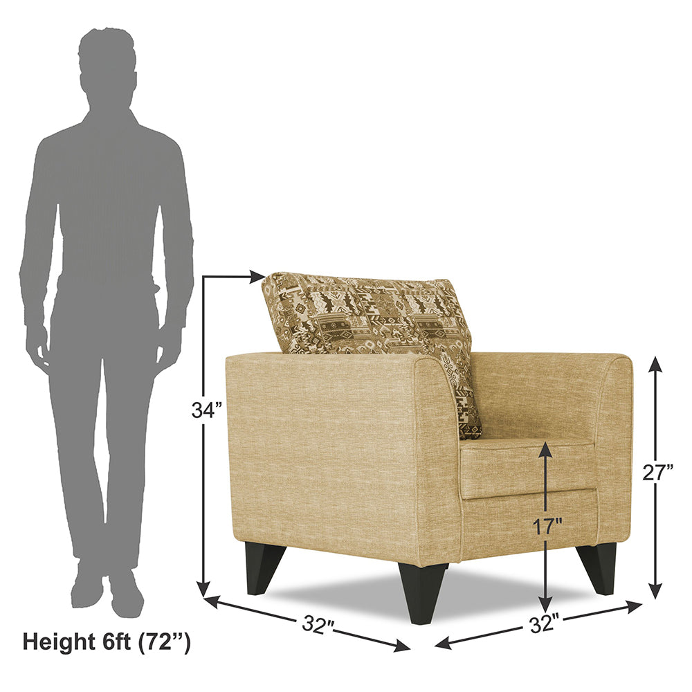 Adorn India Sheldon Crafty 1 Seater Sofa (Beige)
