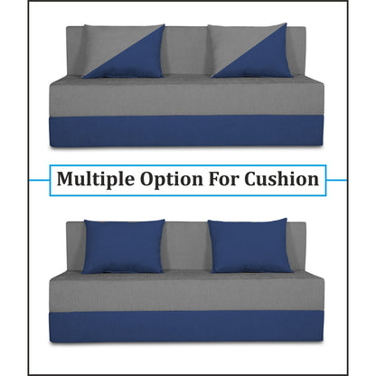 Adorn India Foam Easy Desmond 4 Seater Sofa Cum Bed 6 X 6 (Blue & Grey) (1 Year Warranty)