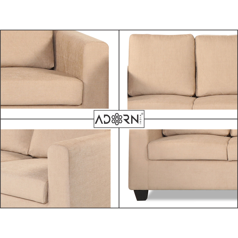 Adorn India Russell 3 Seater Sofa (Beige, Wood)