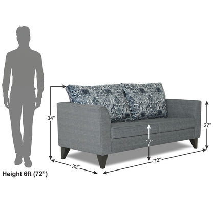 Adorn India Sheldon Crafty 3 Seater Sofa (Grey)