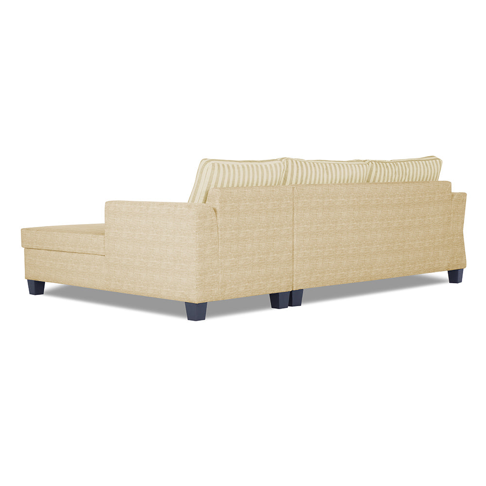 Adorn India Valencia Plus L Shape 6 Seater Sofa Set Stripes (Right Hand Side) (Blue)