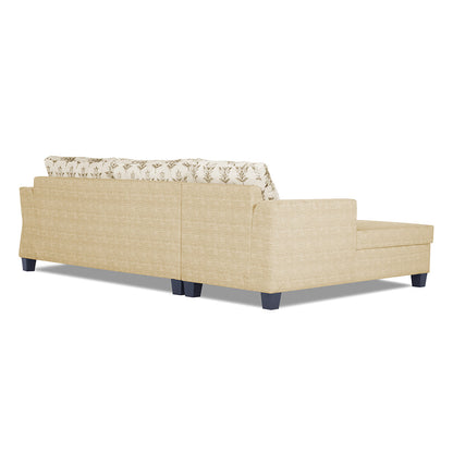 Adorn India Valencia Plus L Shape 6 Seater Sofa Set Leaf (Left Hand Side) (Beige)
