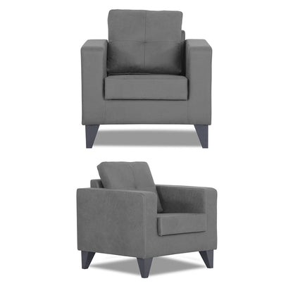 Adorn India Straight line Plus Premium Leatherette Suede 3+2+1 6 Seater Sofa Set (Grey) (3 Year Warranty)