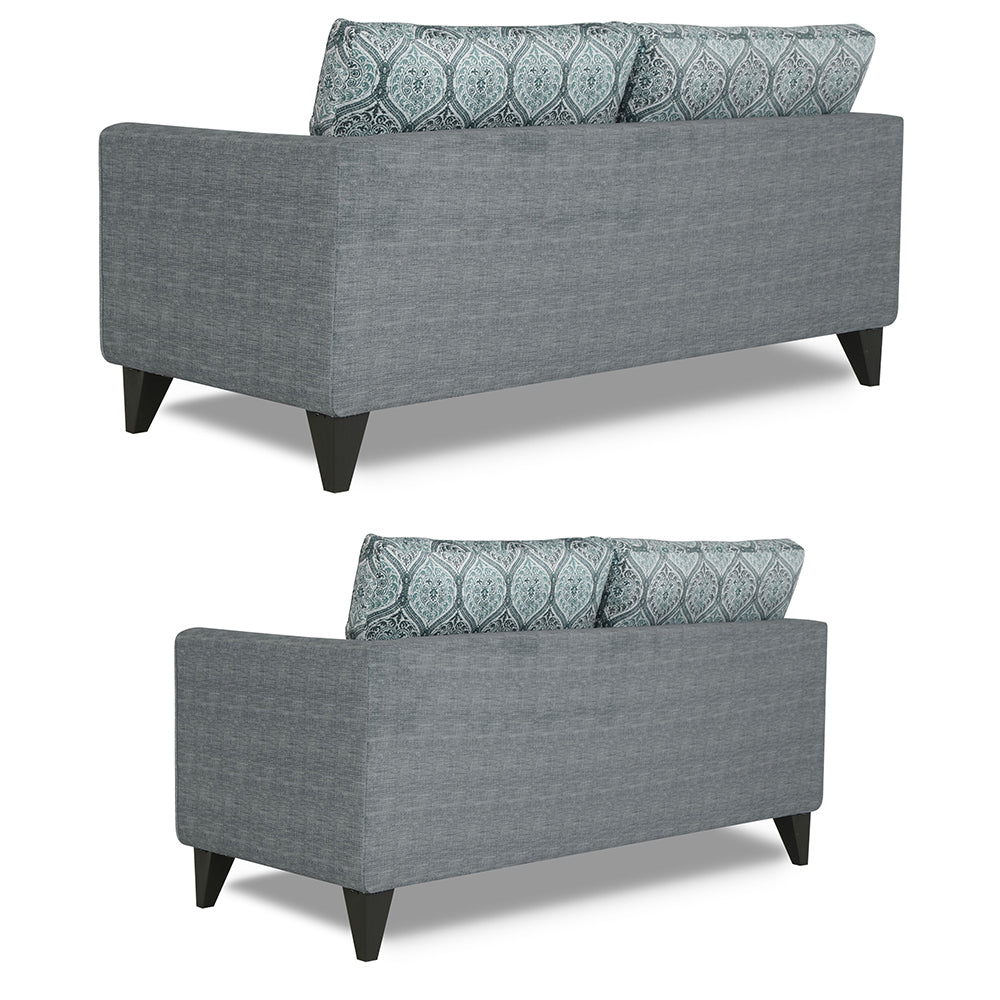 Adorn India Cortina Damask 3+2 5 Seater Sofa Set with Centre Table (Grey)