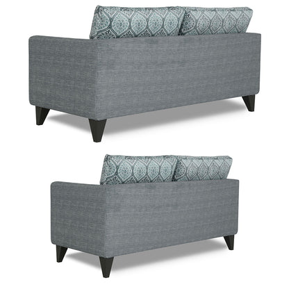 Adorn India Cortina Damask 3+2 5 Seater Sofa Set with Centre Table (Grey)