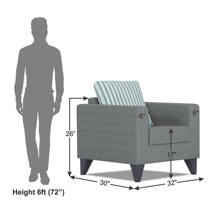 Adorn India Straight Line Plus Stripes 1 Seater Sofa (Grey) (3 Year Warranty)