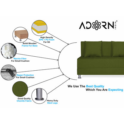 Adorn India Easy Alyn Plus Decent 2 Seater Sofa Cum Bed (4x6) (Green) (1 Year Warranty)