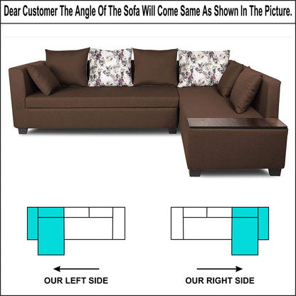 Adorn India Mclain L Shape 6 Seater Sofa (Brown)