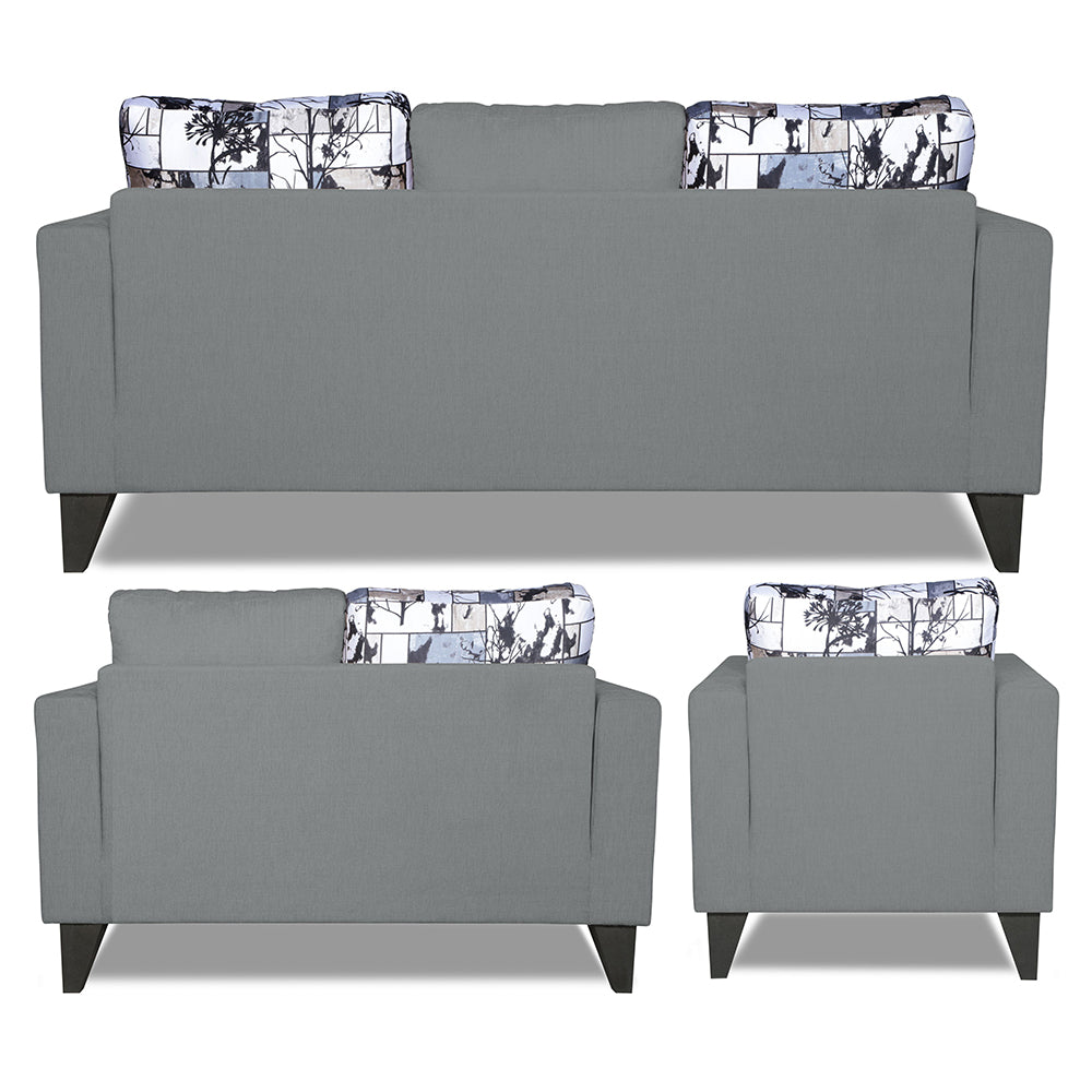 Adorn India Hallton Digitel Print Cushion 3+2+1 6 Seater Sofa Set (Grey) (3 Year Warranty)