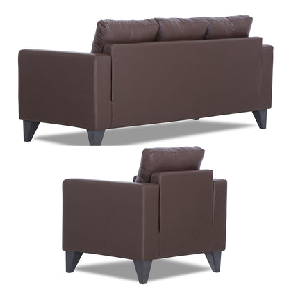 Adorn India Straight line Plus Leatherette 3+1+1 5 Seater Sofa Set (Brown) (3 Year Warranty)