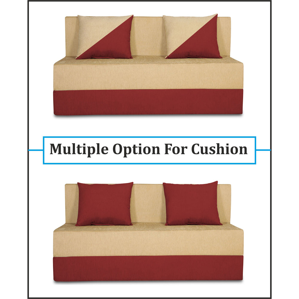 Adorn India Easy Desmond 2 Seater Sofa Cum Bed 4 x 6 (Maroon & Beige) (1 Year Warranty)