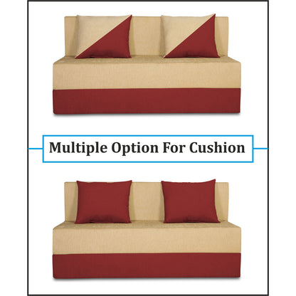 Adorn India Easy Desmond 2 Seater Sofa Cum Bed 4 x 6 (Maroon & Beige) (1 Year Warranty)