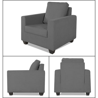 Adorn India Wood Russell 3-1-1 Five Seater Sofa Set (Grey)