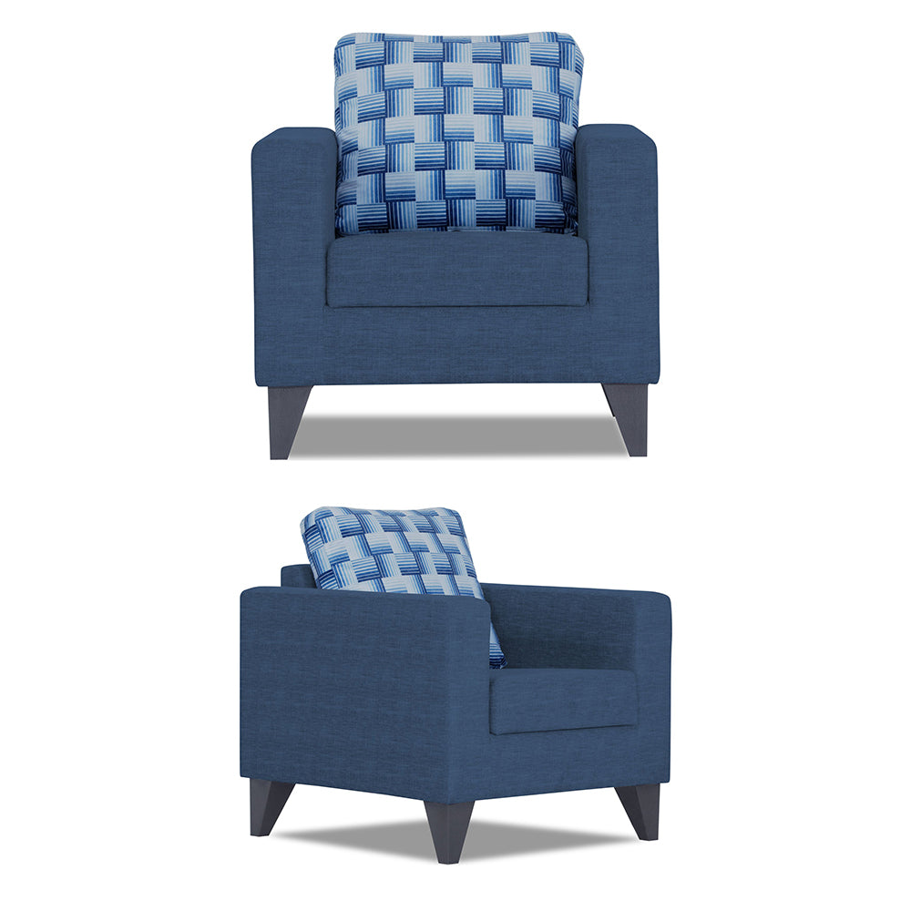 Adorn India Straight line Plus Bricks 3+2+1 6 Seater Sofa Set (Blue) (3 Year Warranty)