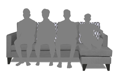 Adorn India Beetle Rhombus L Shape 5 Seater Sofa Set RHS (Grey) (3 Year Warranty)