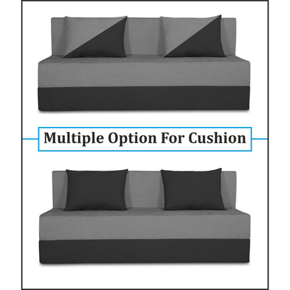 Adorn India Easy Desmond 3 Seater Sofa Cum Bed 5 X 6 (Grey & Black) (1 Year Warranty)