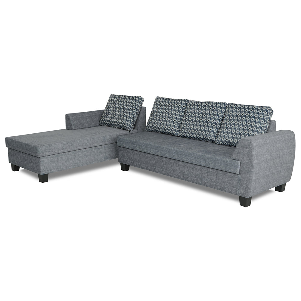 Adorn India Raiden Bricks Premium L Shape 6 Seater Sofa Set with Center Table (Left Hand Side) (Grey) (3 Year Warranty)