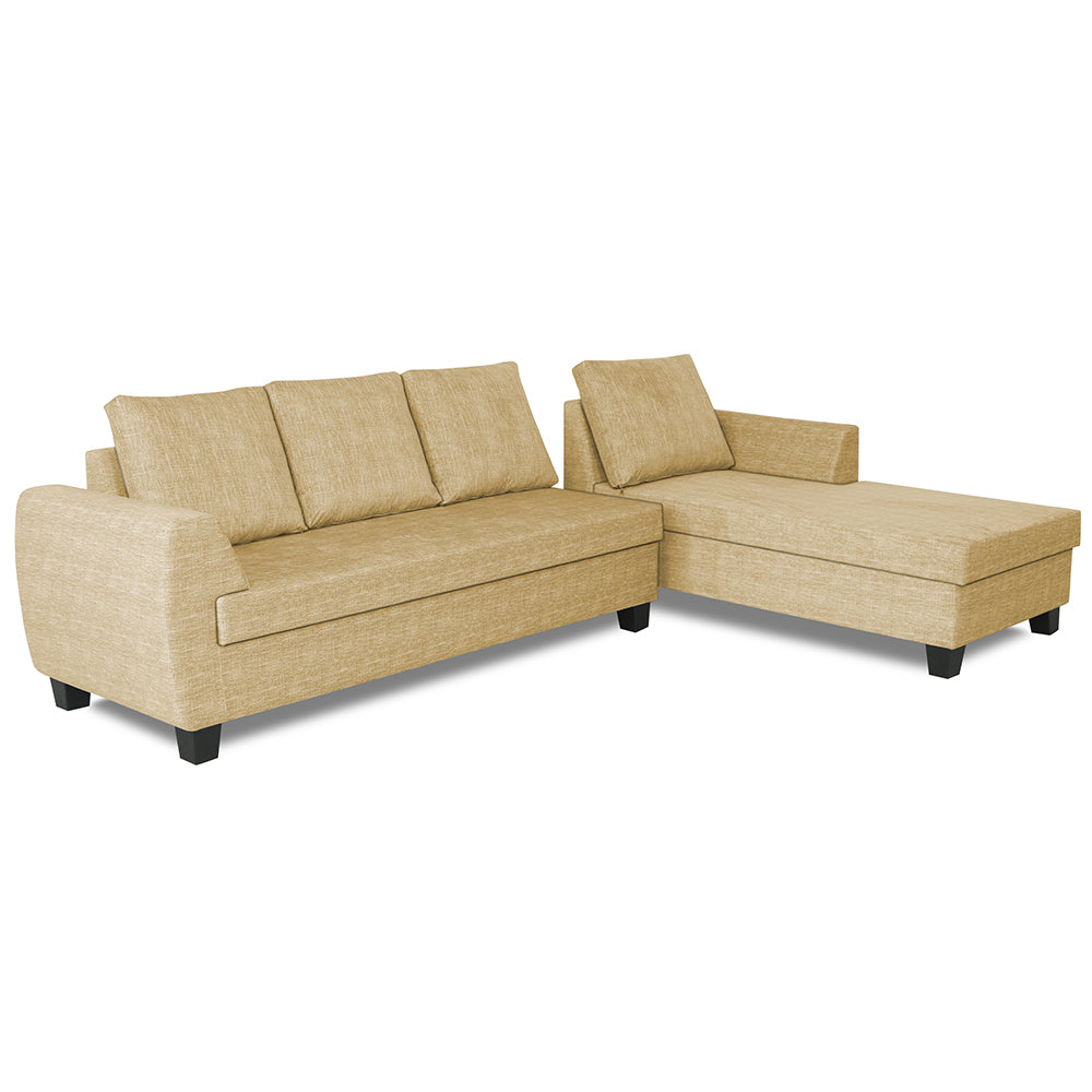 Adorn India Raiden Decent Premium L Shape 6 Seater Sofa Set with Center Table (Right Hand Side) (Beige) (3 Year Warranty)