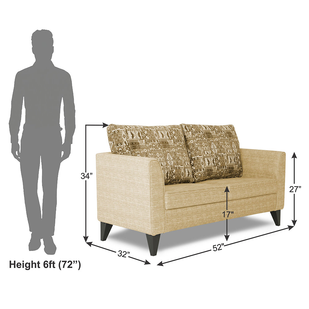 Adorn India Sheldon Crafty 2 Seater Sofa (Beige)