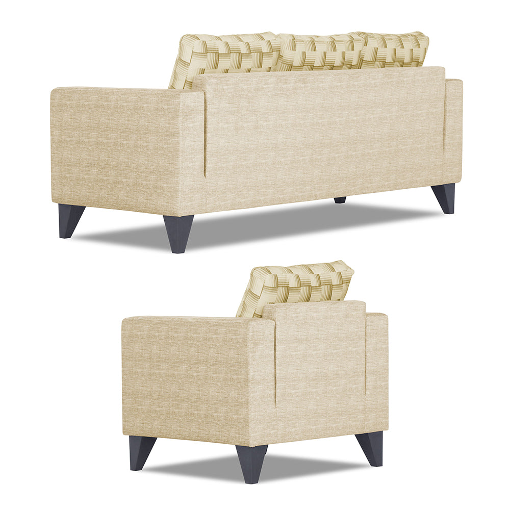 Adorn India Straight line Plus Bricks 3+1+1 5 Seater Sofa Set (Beige) (3 Year Warranty)