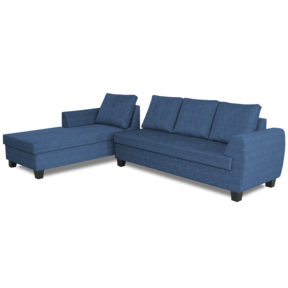 Adorn India Raiden Decent Premium L Shape 6 Seater Sofa Set with Center Table (Left Hand Side) (Blue) (3 Year Warranty)