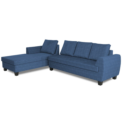Adorn India Raiden Decent Premium L Shape 6 Seater Sofa Set with Center Table (Left Hand Side) (Blue) (3 Year Warranty)