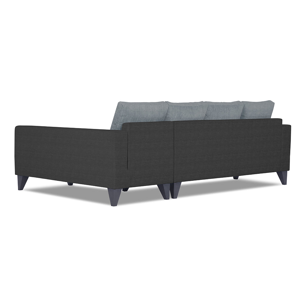Adorn India Beetle Plus Leaf L Shape 6 Seater Sofa Set (Right Hand Side)(Black & Grey) (3 Year Warranty)