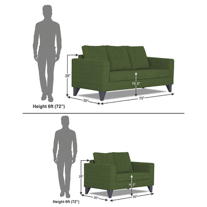 Adorn India Wood Hallton Plain 3+2 5 Seater Sofa Set (Green) (3 Year Warranty)
