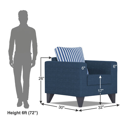 Adorn India Straight Line Plus Stripes 1 Seater Sofa (Blue) (3 Year Warranty)
