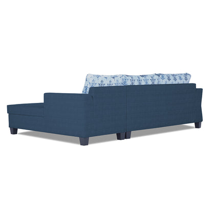Adorn India Valencia Plus L Shape 6 Seater Sofa Set Leaf (Right Hand Side) (Blue)