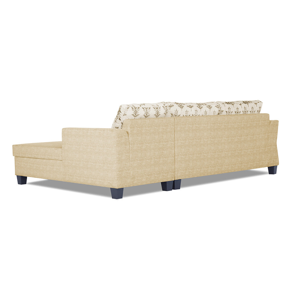 Adorn India Valencia Plus L Shape 6 Seater Sofa Set Leaf (Right Hand Side) (Beige)