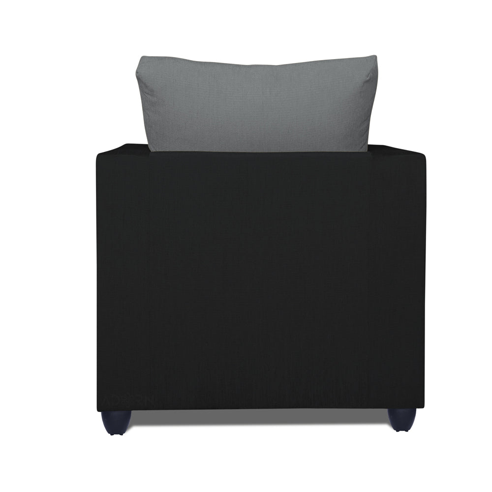 Adorn India Zink 1 Seater Sofa (Grey & Black)