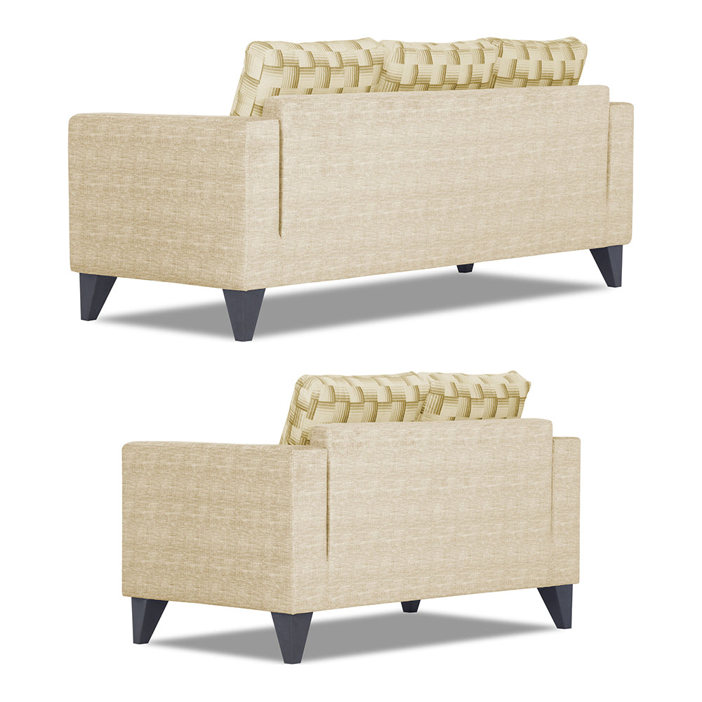 Adorn India Straight line Plus Bricks 3+2 5 Seater Sofa Set (Beige) (3 Year Warranty)