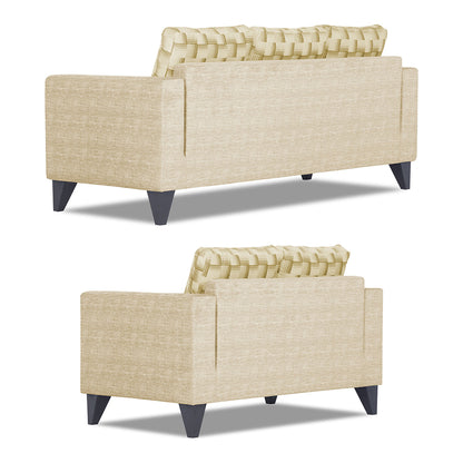 Adorn India Straight line Plus Bricks 3+2 5 Seater Sofa Set (Beige) (3 Year Warranty)