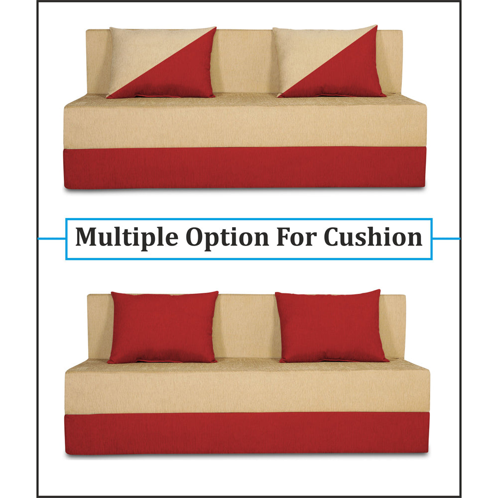 Adorn India Easy Desmond 4 Seater Sofa Cum Bed 6 x 6 (Red & Beige) (1 Year Warranty)