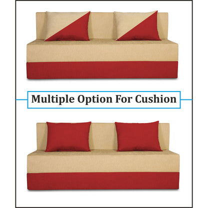 Adorn India Easy Desmond 4 Seater Sofa Cum Bed 6 x 6 (Red & Beige) (1 Year Warranty)