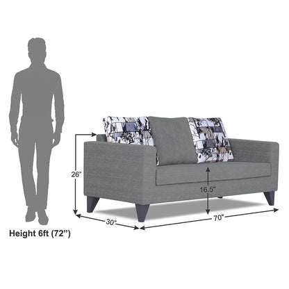 Adorn India Hallton Digitel Print Cushion 3 Seater Sofa (Grey) (3 Year Warranty)