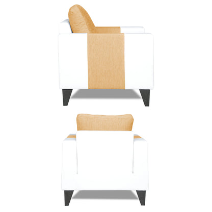Adorn India Ashley Plain Leatherette Fabric 1 Seater Sofa (Beige & White) (3 Year Warranty)