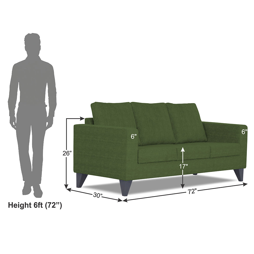 Adorn India Straight Line Plus Decent 3 Seater Sofa (Green) (3 Year Warranty)