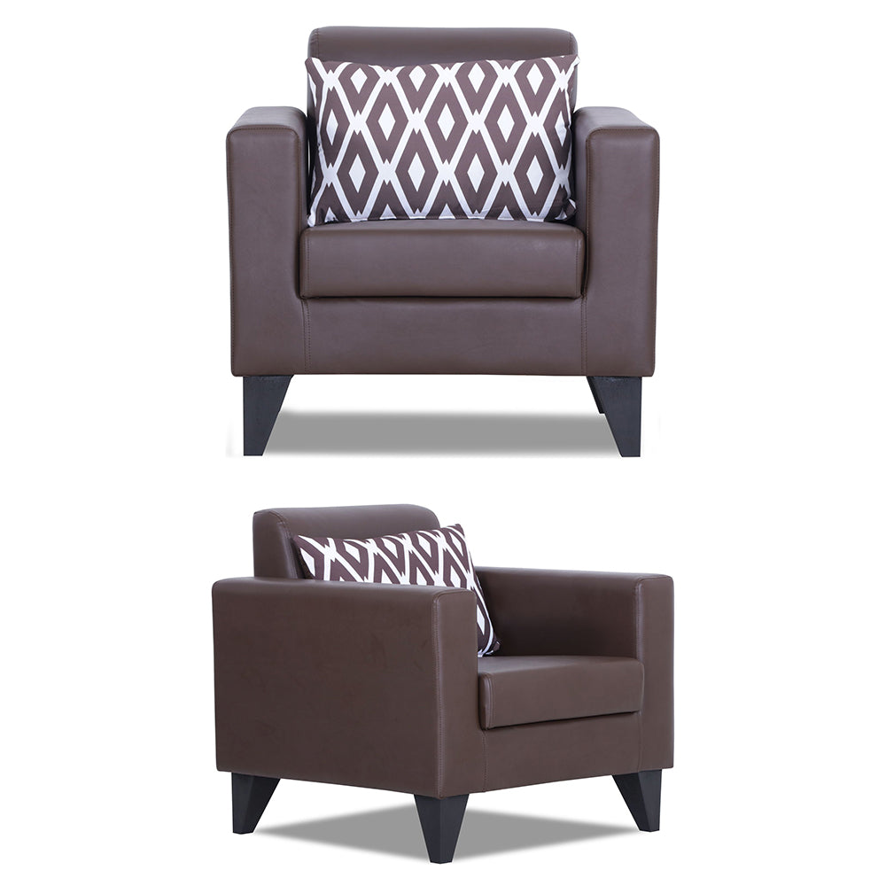 Adorn India Bladen Leatherette 3+2+1 6 Seater Sofa Set (Brown)