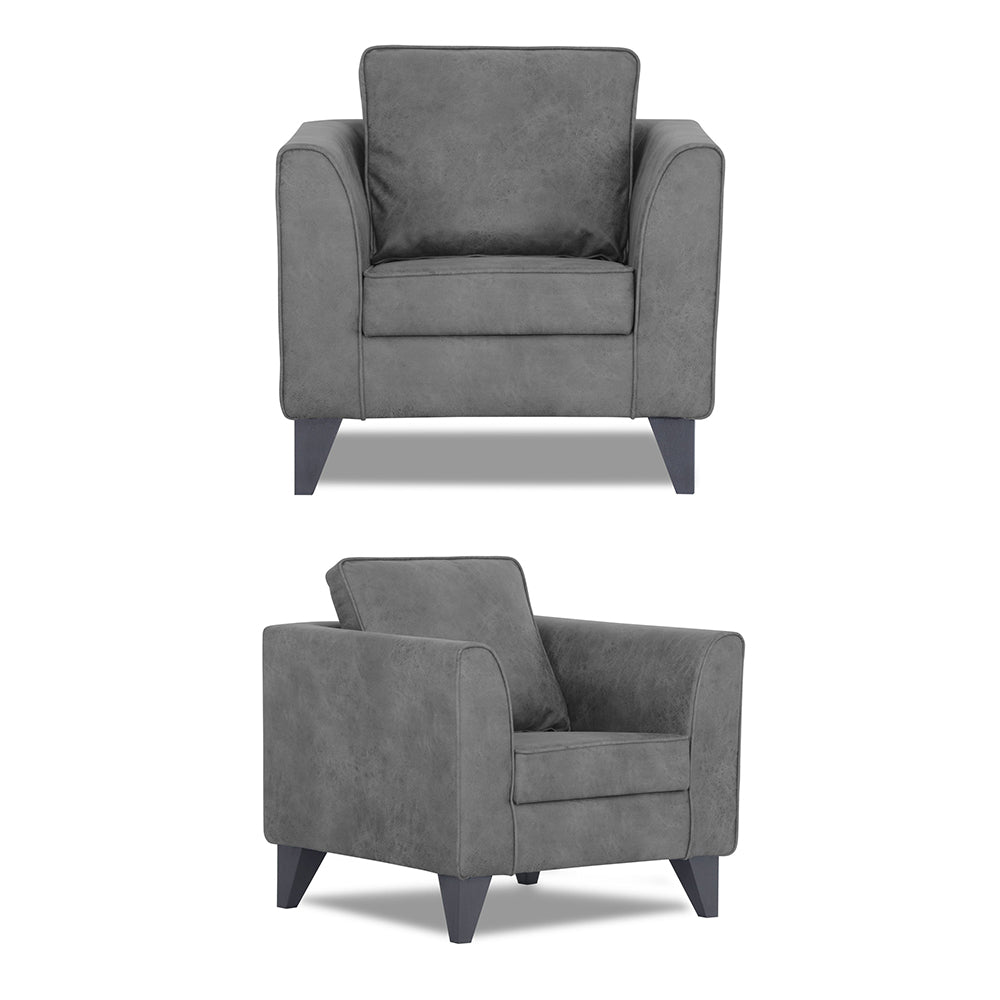 Adorn India Enzo Decent Premium Leatherette Suede 3+2+1 6 Seater Sofa Set (Grey)