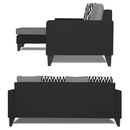 Adorn India Beetle Rhombus L Shape 5 Seater Sofa Set LHS (Grey & Black) (3 Year Warranty)
