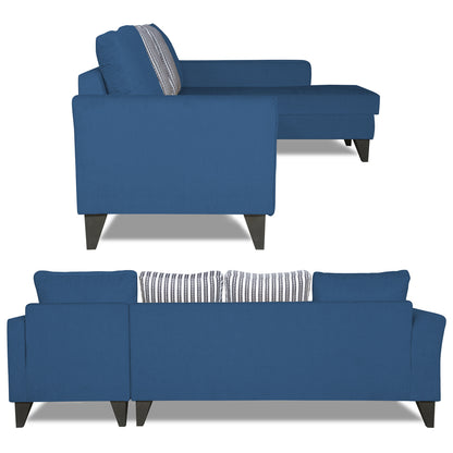 Adorn India Maddox Stripes L Shape 6 Seater Sofa Set RHS (Blue) (3 Year Warranty)