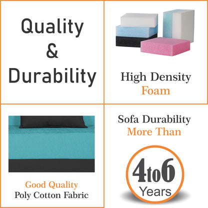 Adorn India Easy Desmond 4 Seater Sofa Cum Bed 6 x 6 (Rust & Black) (1 Year Warranty)