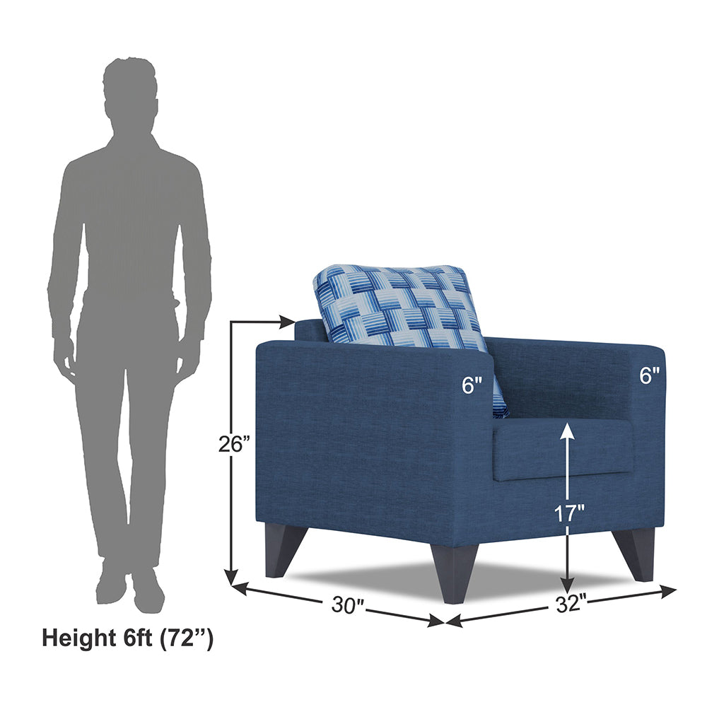 Adorn India Straight line Plus Bricks 1 Seater Sofa (Blue) (3 Year Warranty)