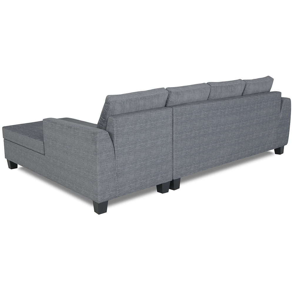 Adorn India Raiden Decent Premium L Shape 6 Seater Sofa Set with Center Table (Right Hand Side) (Grey) (3 Year Warranty)