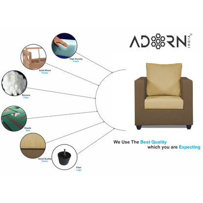 Adorn India Zink 1 Seater Sofa (Brown & Beige)